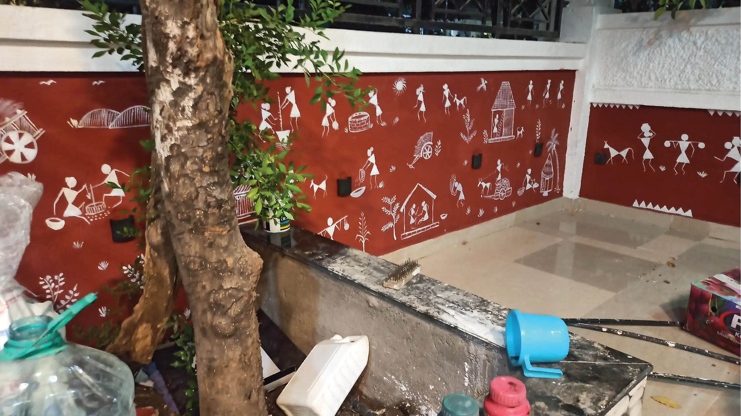 Warli Art — Outdoor Wall Mural